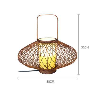 3500K warme weiße Rattan-Bambus-Tischlampe für Schlafzimmer-Schaltersteuerung