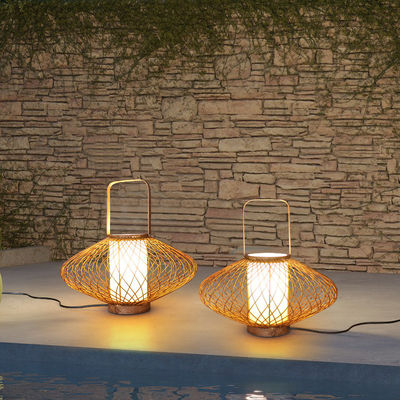 3500K warme weiße Rattan-Bambus-Tischlampe für Schlafzimmer-Schaltersteuerung