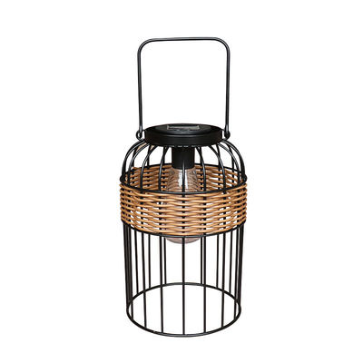 Kleine tragbare Rattan gewebte Sonnenlampen für Balkon Tisch Atmosphäre