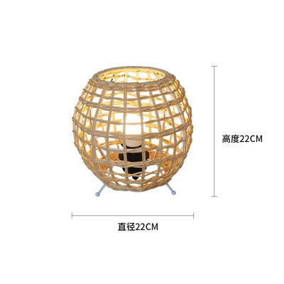 kleine Kreative Rattan-Kugeltischlampe Rattan-Kunst-Rattan-Gewebe Schlafzimmerdekorationstabellenlampe