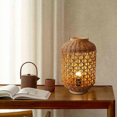 Retro Hanfschnur Rattan Gewebte Lampenschirm für Wohnzimmer Schlafzimmer