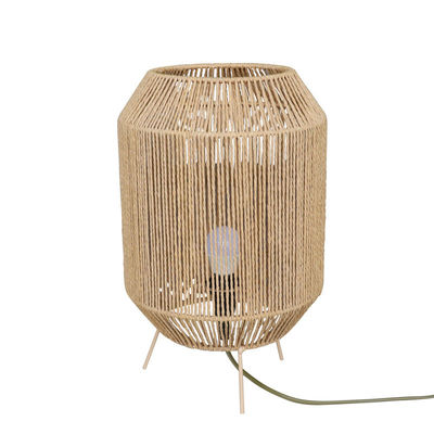Vintage Twine Rattan Tischlampe, Handgefertigte Wabi Sabi Tischlampe Für die Familie