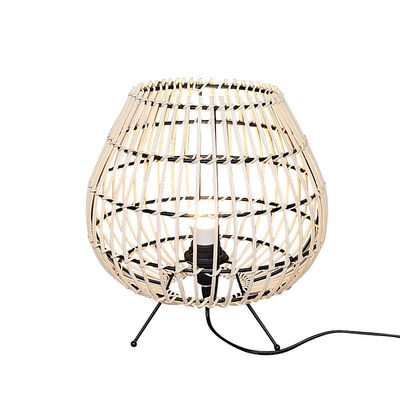 Schlafzimmer-Nachttischlampe im chinesischen Stil, Atmosphärelampe im Teezaal, Bambus-Rattan-Tischlampe