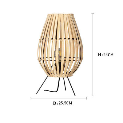 Schlafzimmer-Nachttischlampe im chinesischen Stil, Atmosphärelampe im Teezaal, Bambus-Rattan-Tischlampe