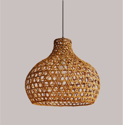Wabi-Sabi Rattan Kronleuchter Kunstlampen Handgewebte Rattan Laterne für den Garten
