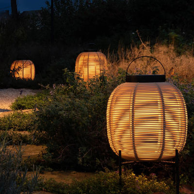Außen Rattan Dekorative Portable Wasserdichte Fußbodenlampe Solar Gartenlicht