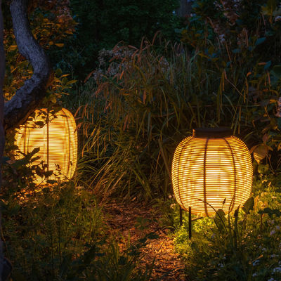 Außen Rattan Dekorative Portable Wasserdichte Fußbodenlampe Solar Gartenlicht