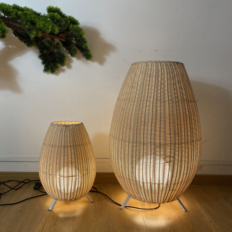 Außen Rattan Stativ Fußbodenlampe Led Schwarz Stehlicht Hotel Moderne Dekoration