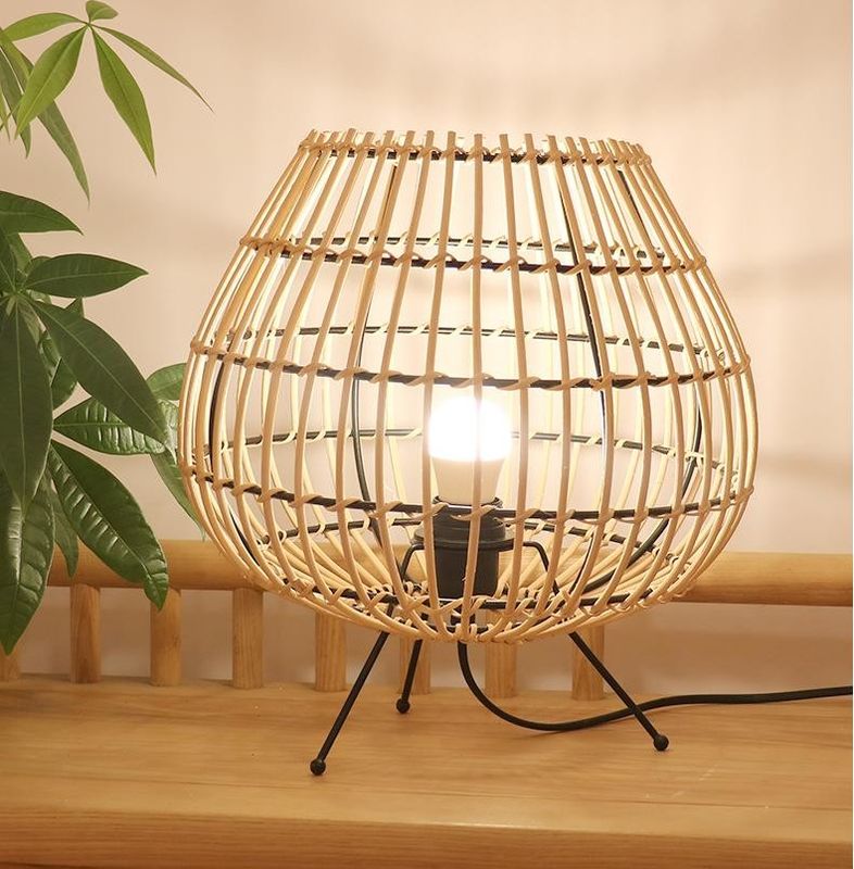 Natürliche Farbe Bambus Rattan Tischlampe Für Schlafzimmer