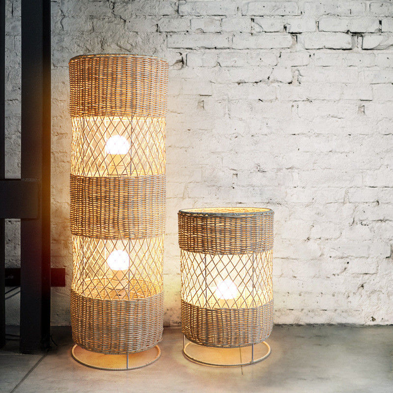 Handgefertigte Led-Rattan-Viker-Bodenlampe Für Wohnzimmerdekoration