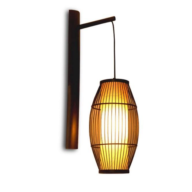 Chinesische Wandlampe aus massivem Holz - Hotel Bambus-Korridorlampe -Antike Bambus Laterne Wandlampe