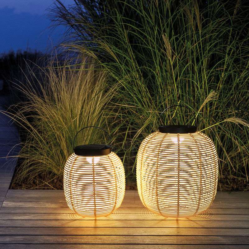 Außen Rattan Dekorative Portable Wasserdichte Fußbodenlampe Solar Gartenlicht